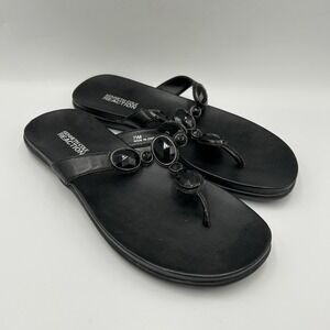 Kenneth Cole Reaction Black Embellished Thong Sandals Dressy Size 7.5‎